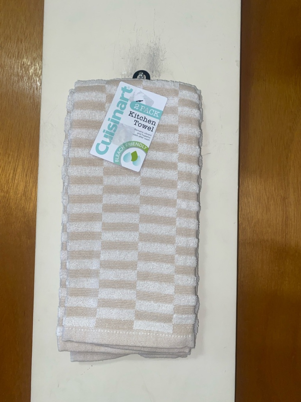🤍🧁🤍NWT Cuisinart Beige and White 100% Cotton Kitchen Towel - 2 Pack